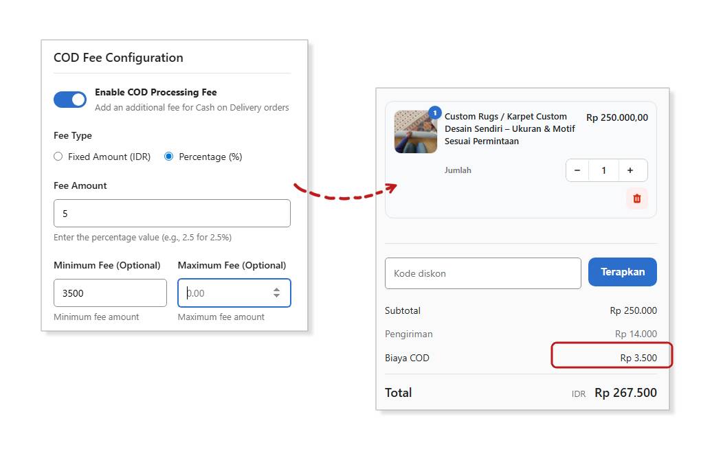 Custom COD Fee Feature
