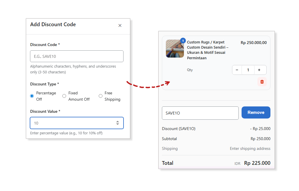 Custom Discount Code Feature